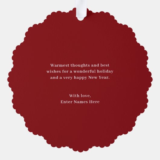 新結婚した婚のメリーオーナメント・クリスマスカード オーナメントカード (裏面)