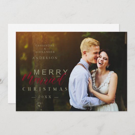 新結婚した婚メリーの写真カスタムクリスマス (正面/裏面)