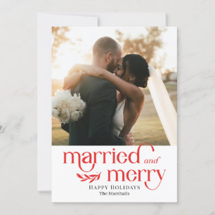 新結婚した婚メリー写真ホリデーカード シーズンカード