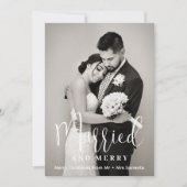 新結婚した婚メリー写真ホリデーカード シーズンカード (正面)