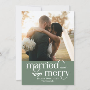 新結婚した婚メリー写真ホリデーカード シーズンカード