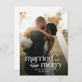 新結婚した婚メリー写真ホリデー葉書 シーズンポストカード (正面/裏面)
