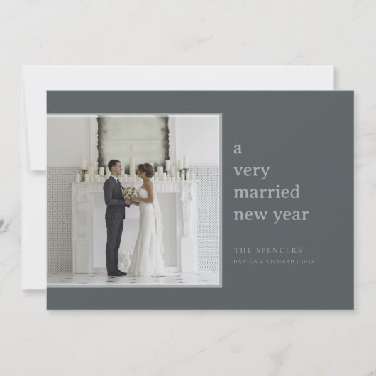 新結婚した年のセージ | エレガントなウェディングホリデー シーズンカード (正面)