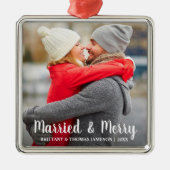 新結婚した規メリー写真 メタルオーナメント (正面)