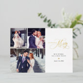 新結婚した規メリー初めてのクリスマスカード 箔シーズンカード (立ち正面)