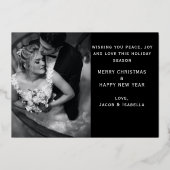 新結婚した規メリー初めてのクリスマスカード 箔シーズンカード (裏面)