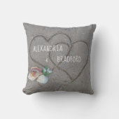 新結婚パーソナライズされたビーチハートギフト記念 クッション (正面)