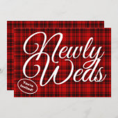 新結婚白書小切手Plaid黒赤 招待状 (正面/裏面)