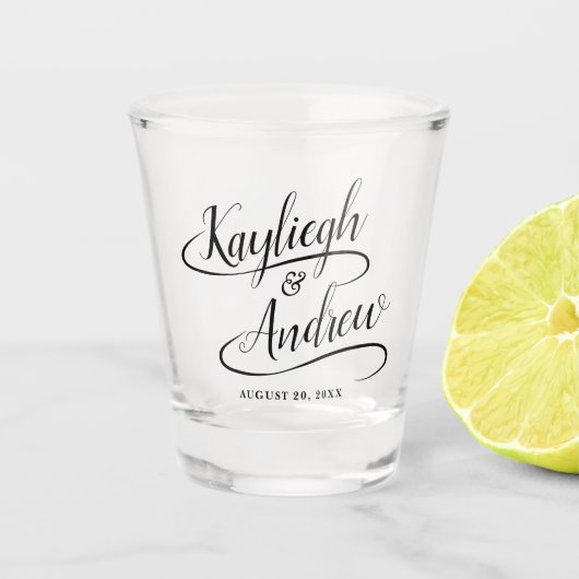 新結婚郎新婦の手書き ショットグラス (正面)