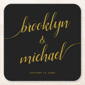 新結婚郎新婦の手書き スクエアペーパーコースター (正面)