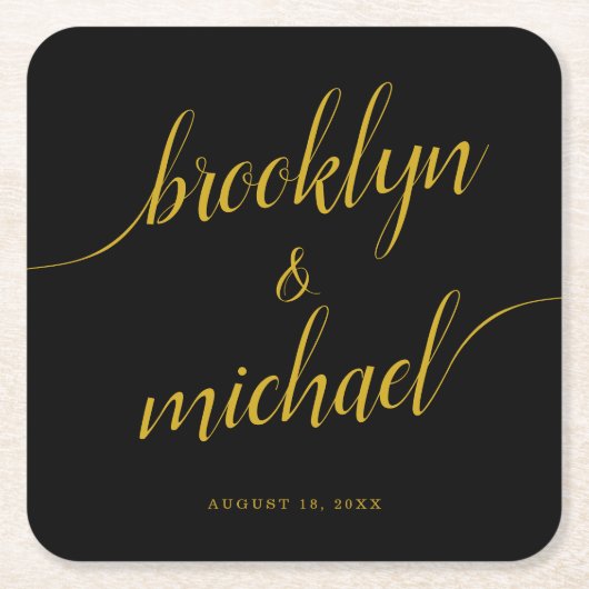 新結婚郎新婦の手書き スクエアペーパーコースター (正面)