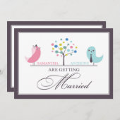 新結婚郎新婦の鳥のフラット招待状 招待状 (正面/裏面)