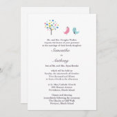 新結婚郎新婦の鳥のフラット招待状 招待状 (正面/裏面)