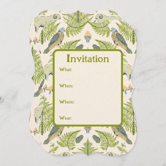 新緑と黄色に彩られた郷愁の農村 招待状 (正面/裏面)