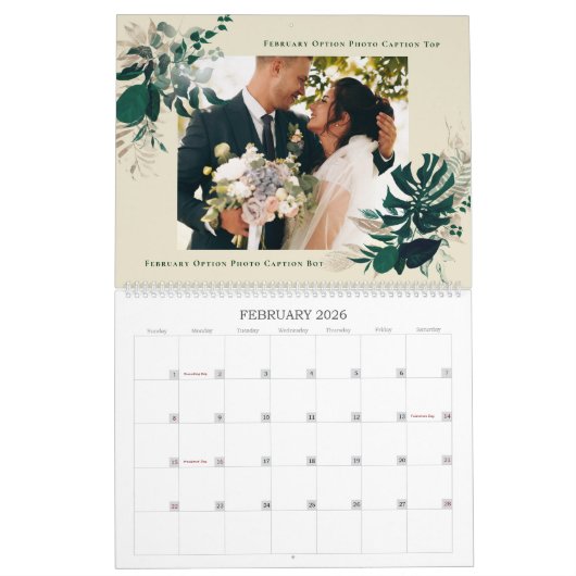 新緑の紅葉結婚初年の写真 カレンダー (2月 2026)