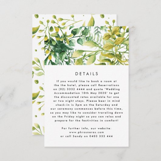 新緑の葉付き植物の囲結婚いカード エンクロージャーカード (正面/裏面)