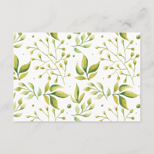 新緑の葉付き植物の囲結婚いカード エンクロージャーカード (裏面)