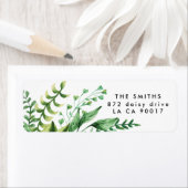 新緑の葉付き植物結婚の差出人住所 ラベル (インサイチュ)