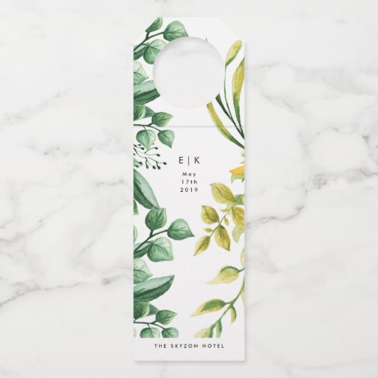 新緑の葉付き結婚植物 ボトルネックタグ (正面)