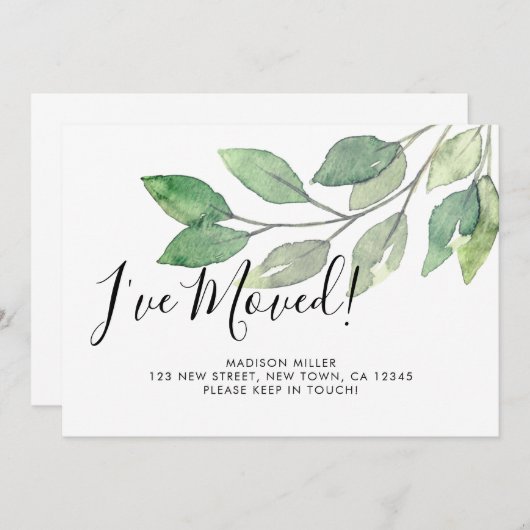 新緑を引っ越した 案内状 (正面/裏面)