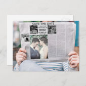 新聞おもしろいのカスタム写真は日付を保存 インビテーションポストカード (正面/裏面)