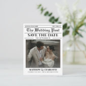 新聞でお知らせする結婚式の日取りカード 案内ポストカード (スタンド正面)