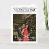 新聞での結婚式のタイムラインとプログラムのインフォグラフィック 招待状 (正面)