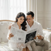 新聞での結婚発表&プログラムのインフォグラフィック 招待状