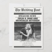新聞で報じるサプライズ結婚式 招待状 (正面)