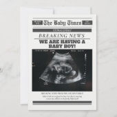 新聞で妊娠発表 ベイビー 招待状 (正面)