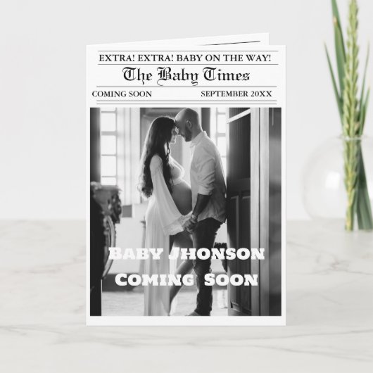 新聞で妊娠発表  ベビーシャワーのお知らせ 招待状 (正面)