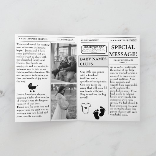 新聞で妊娠発表 ベビーシャワーのお知らせ 招待状 (内部)