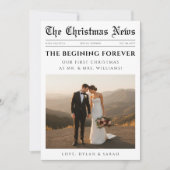 新聞で見る新婚夫婦のウェディングフォトクリスマス シーズンカード (正面)