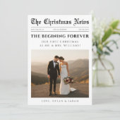 新聞で見る新婚夫婦のウェディングフォトクリスマス シーズンカード (スタンド正面)