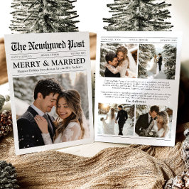 新聞とユニーク写真メリーの結婚したクリスマス シーズンカード