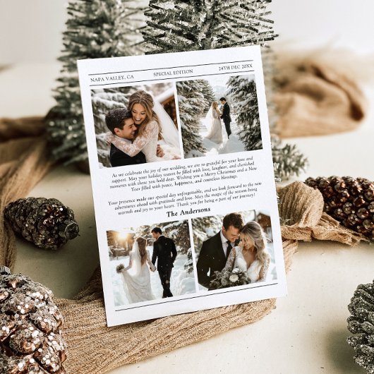 新聞とユニーク写真メリーの結婚したクリスマス シーズンカード