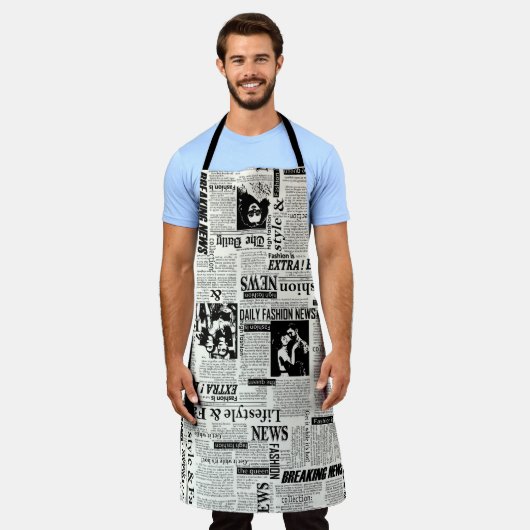 新聞のイラストレーションフロントページアートワークwa エプロン (着用した状態)