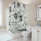 新聞のイラストレーションフロントページアートワークwa シャワーカーテン (インサイチュ)