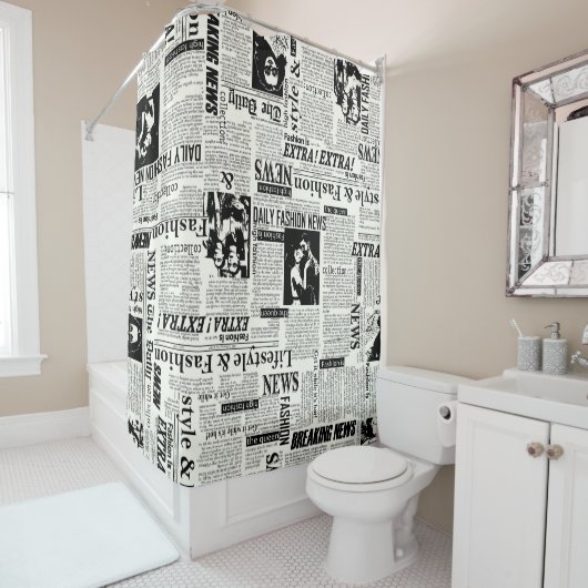 新聞のイラストレーションフロントページアートワークwa シャワーカーテン (インサイチュ)
