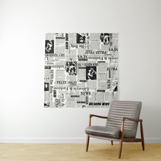 新聞のイラストレーションフロントページアートワークwa タペストリー (インサイチュ)