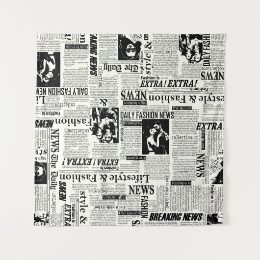 新聞のイラストレーションフロントページアートワークwa タペストリー (正面)