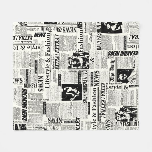 新聞のイラストレーションフロントページアートワークwa フリースブランケット (正面(横))