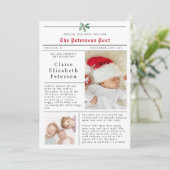 新聞のクリスマスカード　写真　ベイビーアナウンスメント 招待状 (スタンド正面)