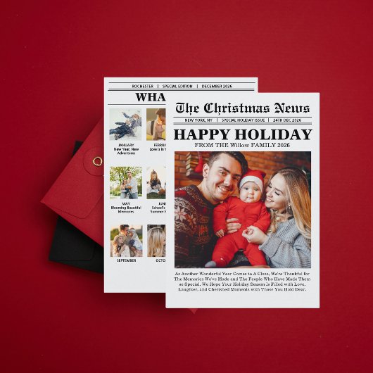 新聞のクリスマスコラージュ・フォトレビュー シーズンカード