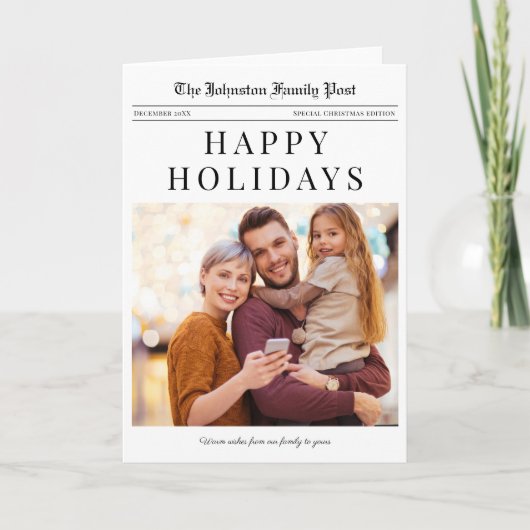 新聞のクリスマス ホリデー カード (写真付き) (正面)