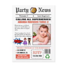 新聞のスーパーヒーロー誕生日パーティーの写真