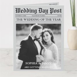 新聞のタイムラインとプログラムの結婚式招待状 カード