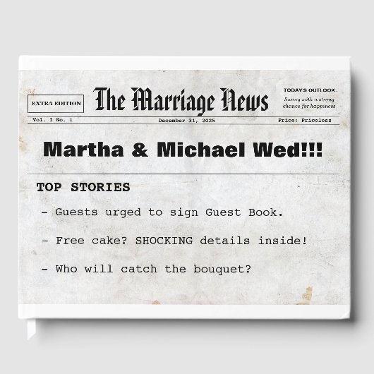 新聞のテーマ結婚のゲストブック ゲストブック (正面)