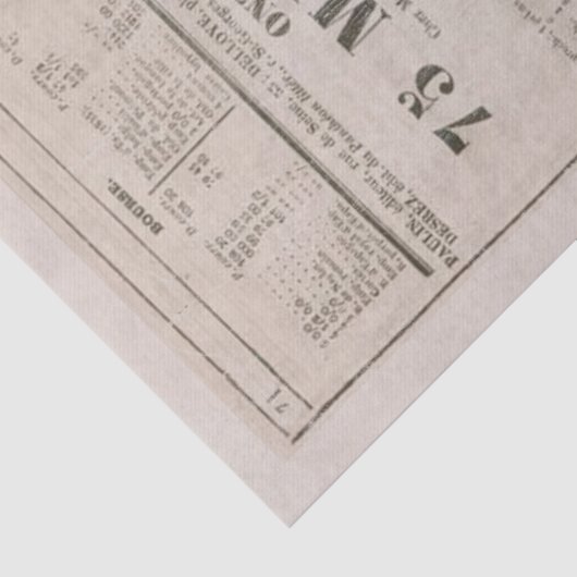 新聞のフランスのヴィンテージの古い切り離 薄葉紙 (詳細)