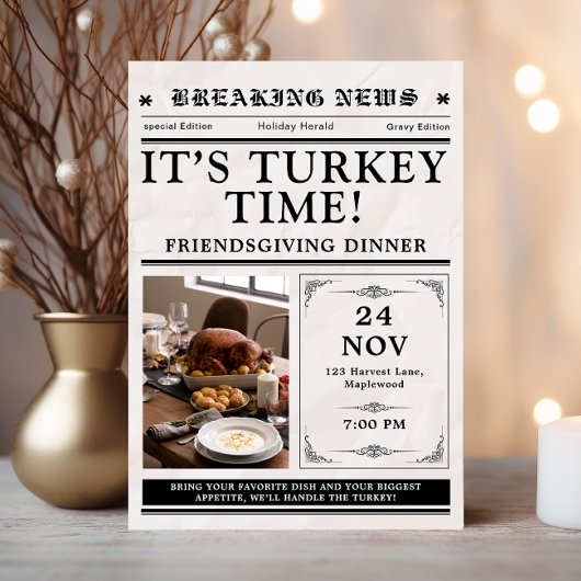 新聞のフレンドギビング・ディナー 感謝祭 秋 招待状